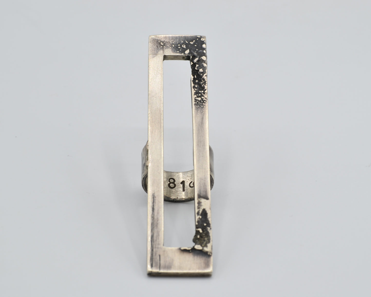 One-of-a-kind statement ring that reaches vertically over the finger, handcrafted from sterling silver